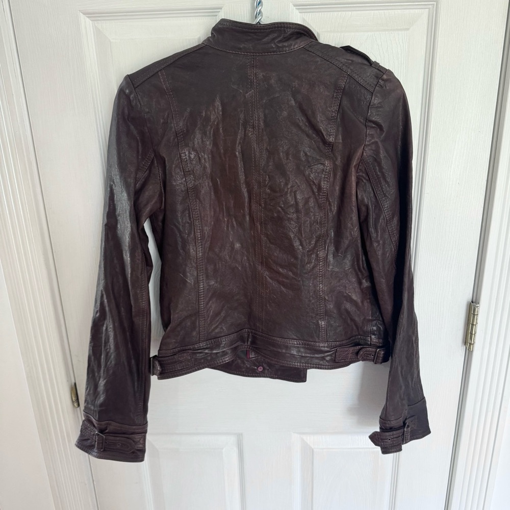 BNWT Y2K Abercrombie & Fitch Mia Leather Jacket Brown Genuine Leather Sz L - Picture 10 of 15